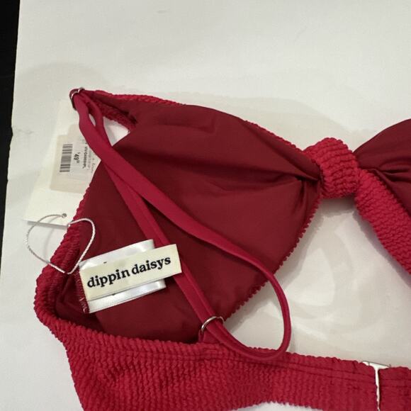 Dipping Daisys Red Coral Bikini Top Size Large NWT Padding - Picture 5 of 8